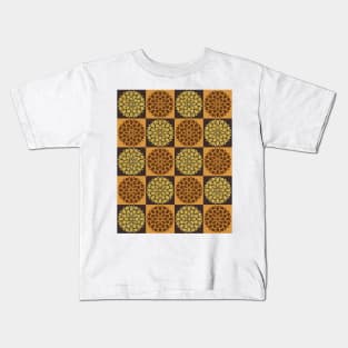 Dahlia Checkerboard in Gold Glitter Kids T-Shirt